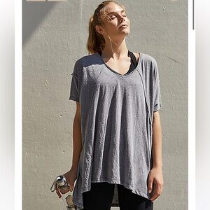 Free People Movement- grey oversized shirt- size s
